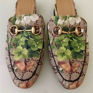 Designer inspired Monogram Princeton style Green Floral Loafers Slippers